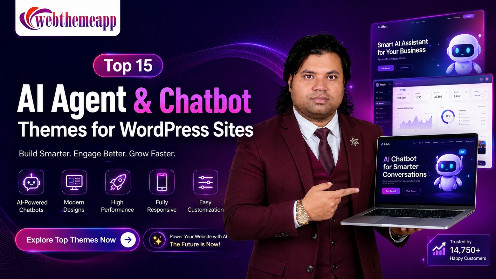 Top 15 AI Agent & Chatbot Themes for WordPress Sites